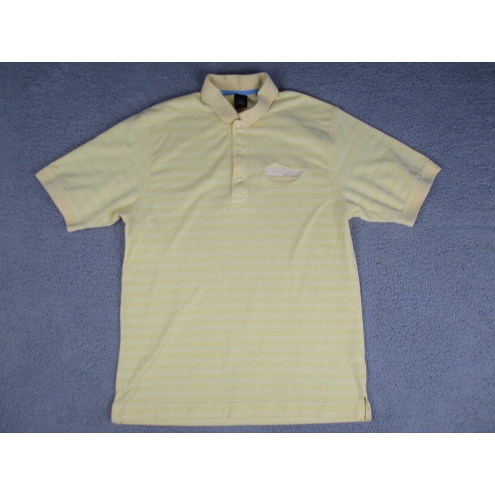 Page & Tuttle Golf Polo Shirt Mens Large Yellow‎ Striped Embroidered Yacht
